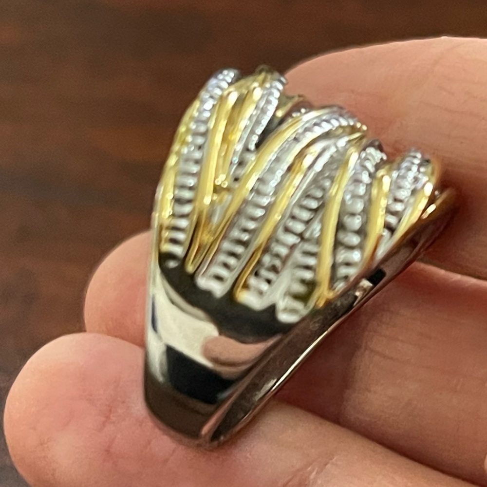Gold & silver tone wide size 10.5 ring - Picture 7 of 10